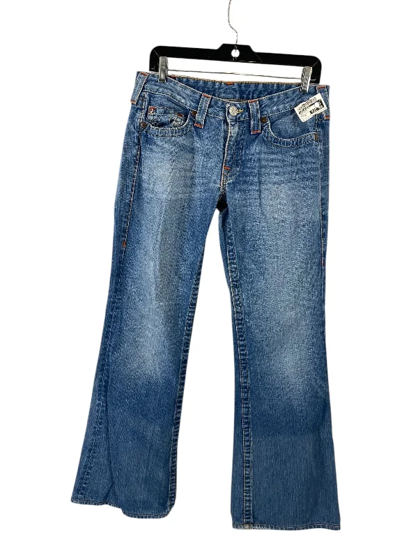 Designer Style Jeans Boot Cut By True Religion In Blue Denim, Size: 31
