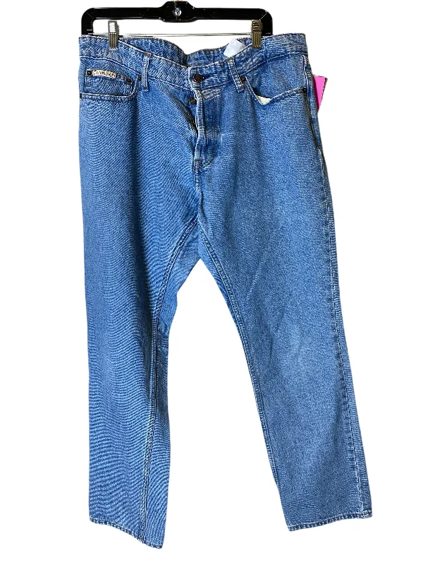 Chic Relaxation Jeans Straight By Calvin Klein In Blue Denim, Size: 18