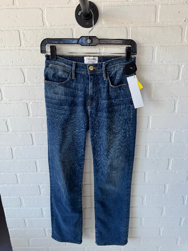 Trendy Wear Jeans Straight By Frame In Blue Denim, Size: 2
