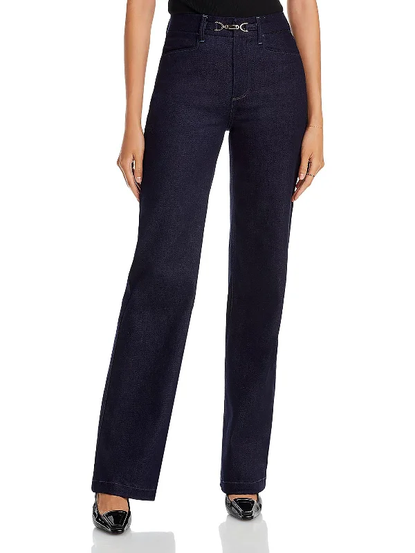 Everyday Chic Leenah Womens High Rise Denim Wide Leg Jeans