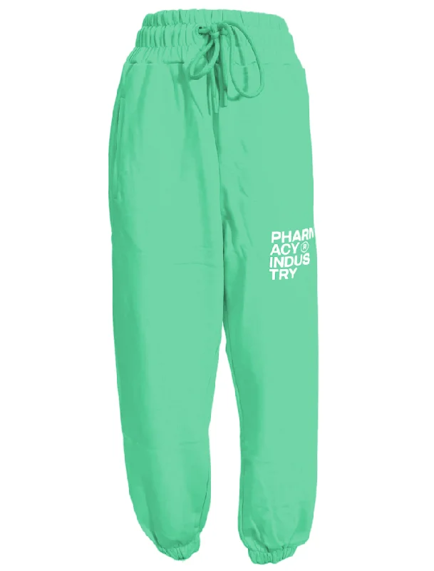 French Retro Pharmacy Industry Chic Drawstring Sweatpants in Lush Women's