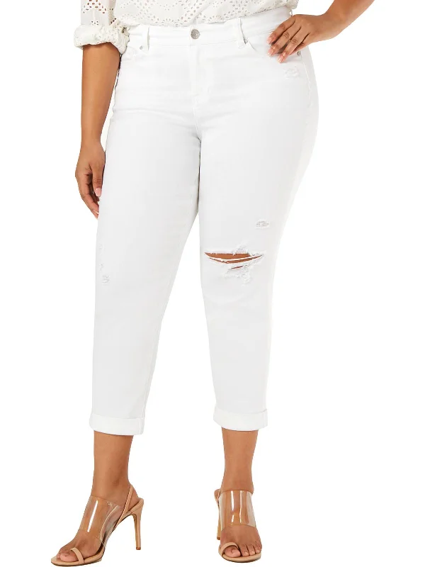 Soft Fabrics Plus Womens Denim Mid-Rise Girlfriend Jeans