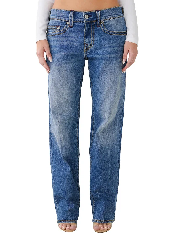 Elegant And Simple Ricki Womens Whisker Wash Relaxed Straight Leg Jeans
