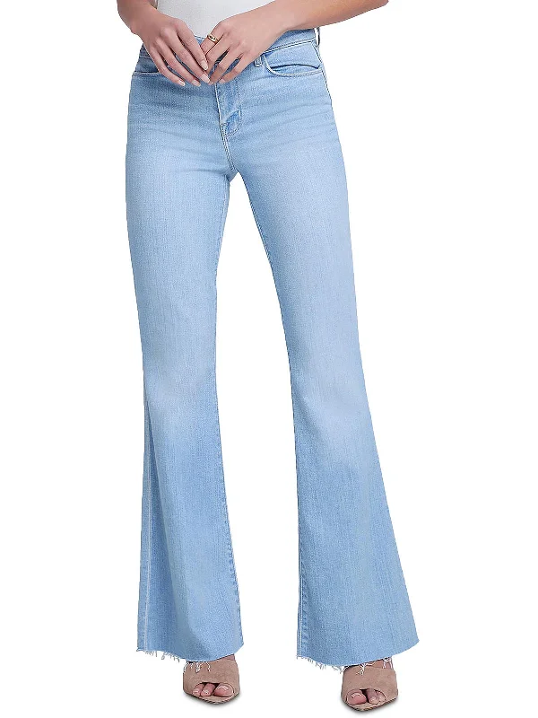 Simple Style Sera Womens Frayed Hem Denim Flared Jeans