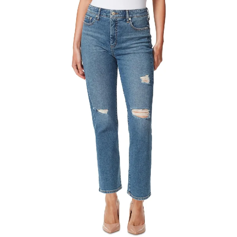 Light Fit Spotlight Womens Denim Ripped Straight Leg Jeans