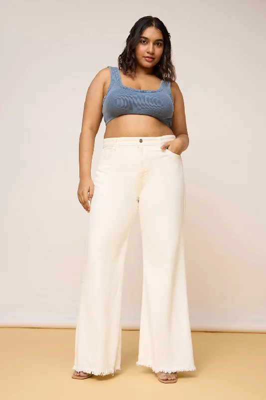 High-end Sense Statement White Bootcut Jeans
