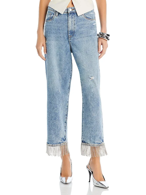 Economic Outlook The Baxter Womens High Rise Cropped Straight Leg Jeans