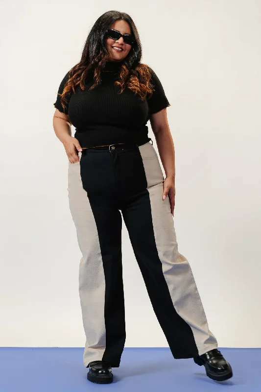 Chic Outfits Curve Two Tone Stretch Straight Jeans