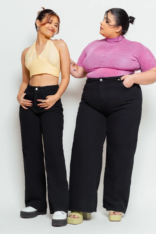 Elegant And Casual Wide Black Jeans