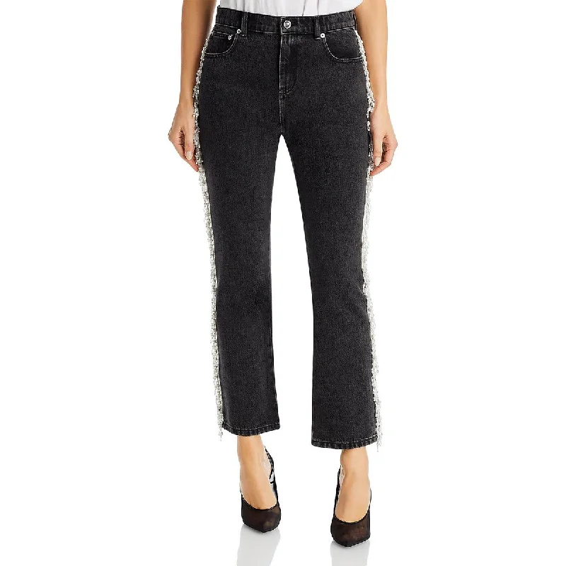 Preview New Products Womens Beaded Fringe Straight Leg Jeans