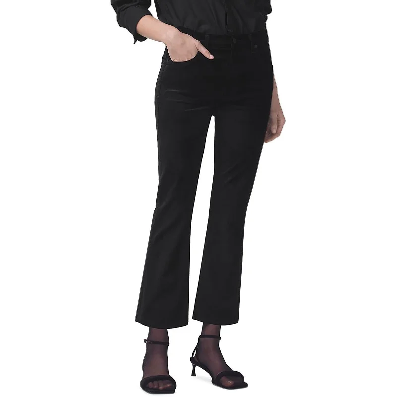 Elegant Design Womens Cropped Velvet Bootcut Jeans