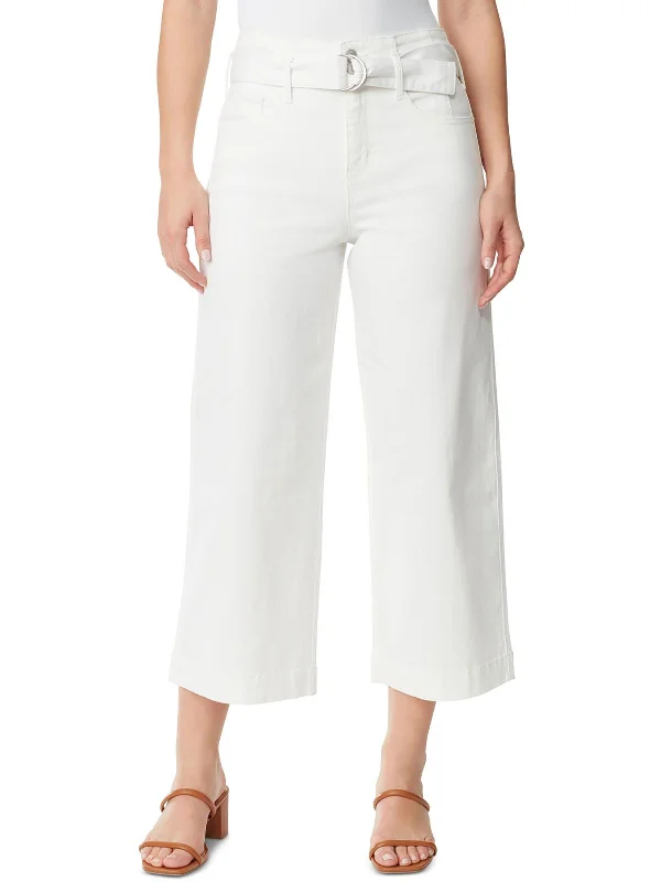 Lively And Youthful Womens Denim Belted Wide Leg Jeans