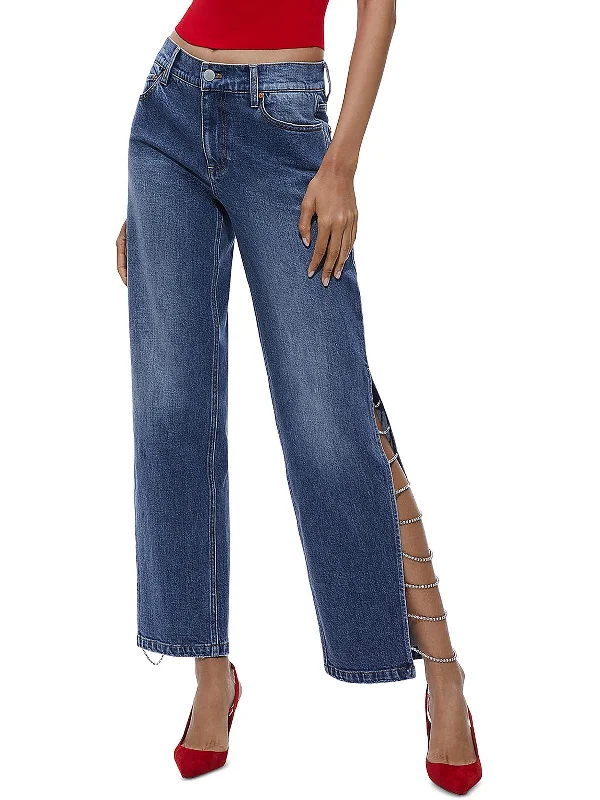 Fresh Wear Womens Denim Jeweled Straight Leg Jeans