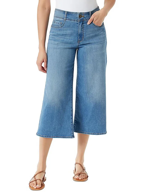 Layered Comfort Womens Denim Slimming Cropped Jeans