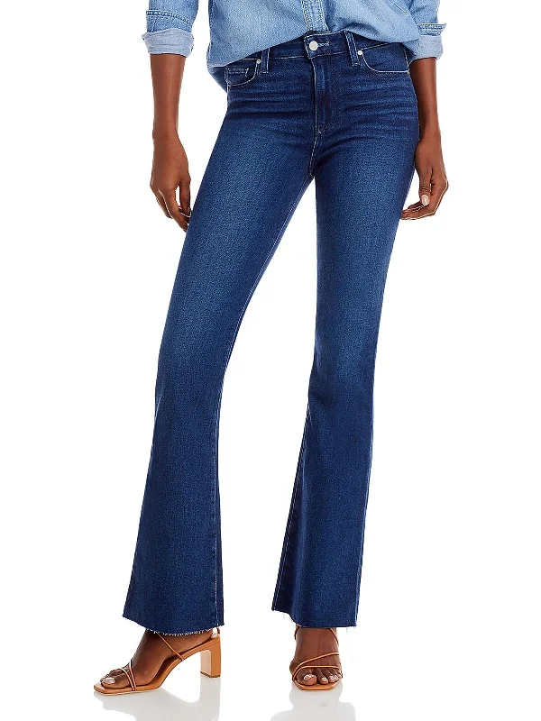 Soft Comfort Wear Womens High Rise Frayed Hem Flared Jeans