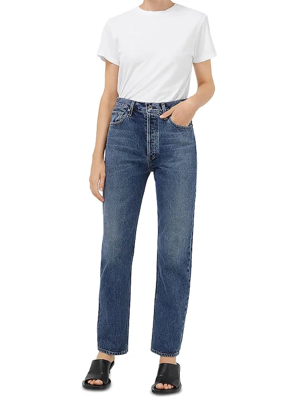 Comfy Pants Womens High Rise Medium Wash Straight Leg Jeans