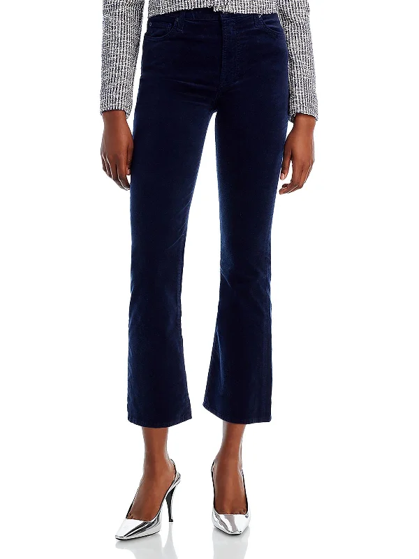 Comfortable Dresses Womens High Rise Velvet Cropped Jeans