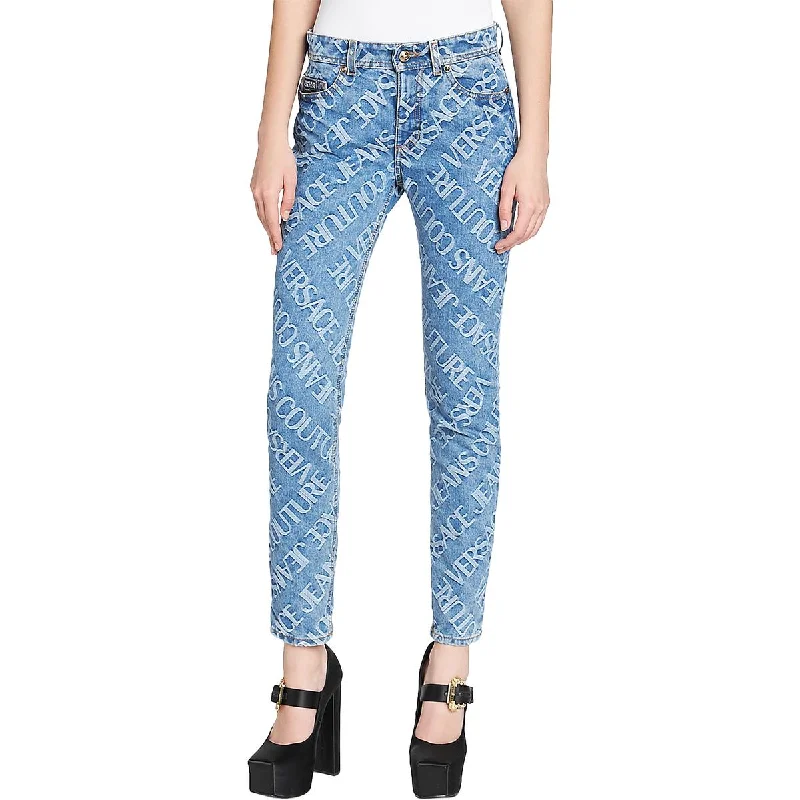 Refreshing Design Womens Mid  Rise Monogram High-Waisted Jeans