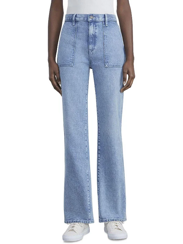 Chic Lounge Womens Pocket High Rise Straight Leg Jeans