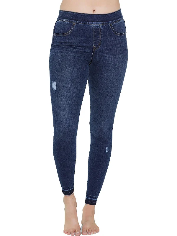 Moisture wicking Womens Shape and Lift Distressed Skinny Jeans