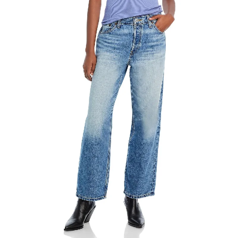 Goddess Style Womens Wide Leg Button Fly High-Waisted Jeans