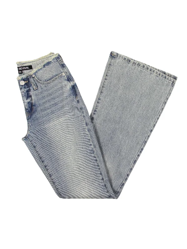 Warm Wear Y2K Womens Cutoff Waist Mid-Rise Bootcut Jeans