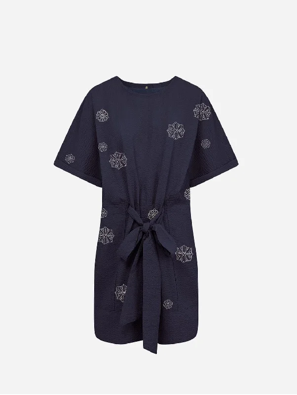 Trends Akina Women's Embroidered Organic Cotton Dress | Navy
