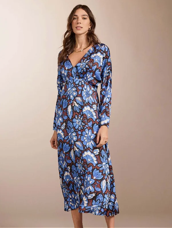 Fashion And Simplicity Arabella LENZING™ ECOVERO™ Recycled Dress | Blue Floral Saraca