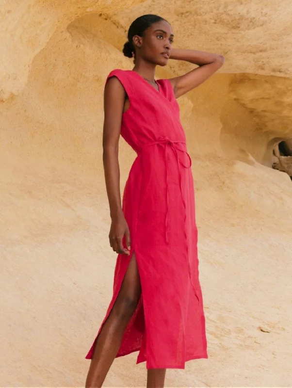 High-end Design Aurora Linen Mid-length Dress | Multiple Colours