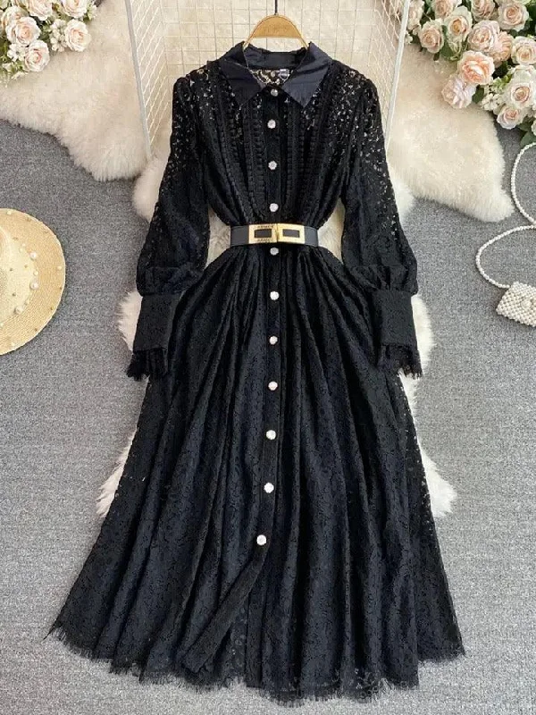 Fresh And Natural Black Haven Lace Detailed Maxi Dress