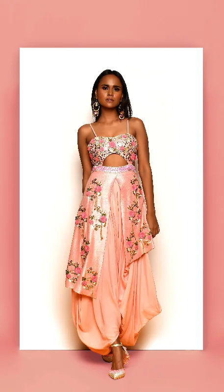 Moisture wicking AT FIRST BLUSH - PEACH EMBELLISHED JUMPSUIT