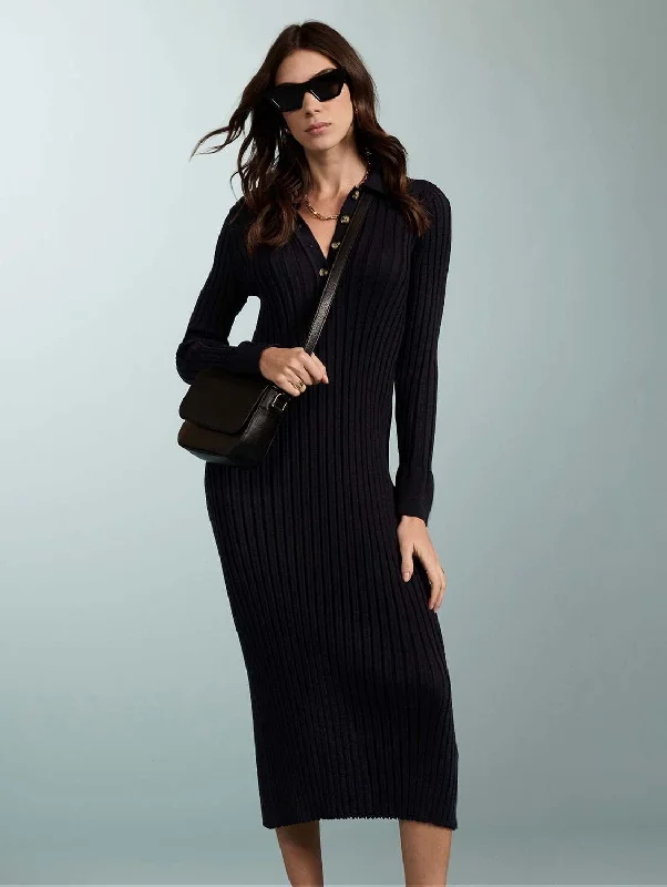 Romantic Temperament Cece Recycled Polyester & TENCEL™ Dress | Navy