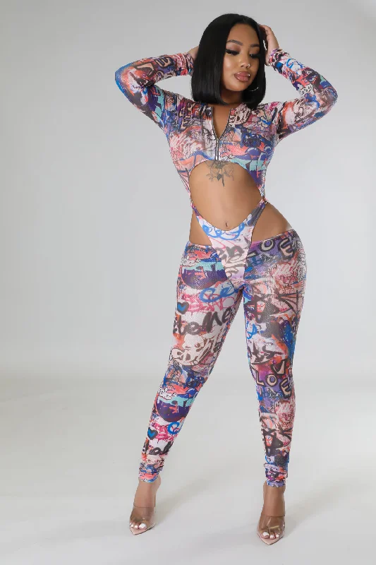 Unique Design Chaotic Moments Jumpsuit