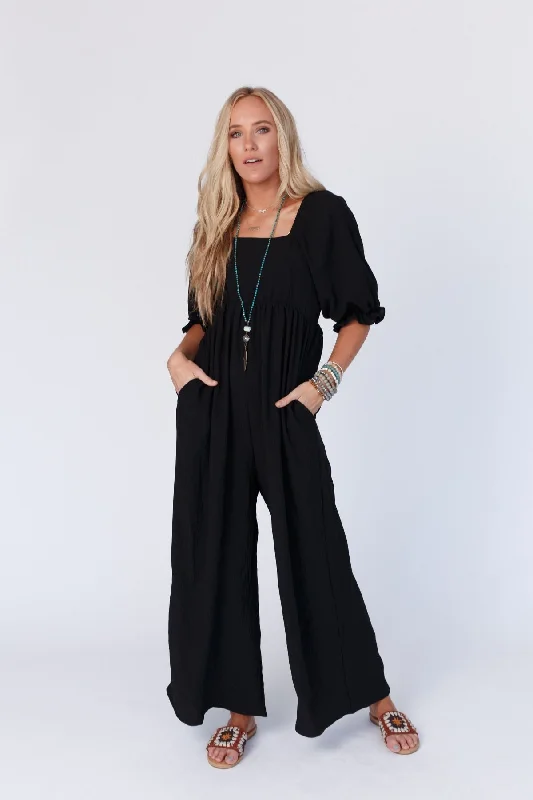 Trendy Items The Nest Charlotte Solid Wide Leg Jumpsuit - Black