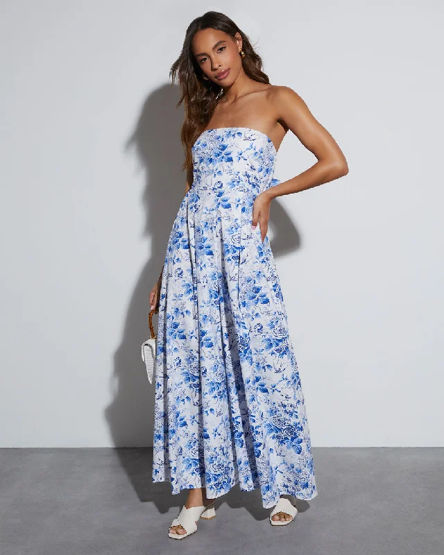 Minimal Comfort Colleen Strapless Floral Jumpsuit