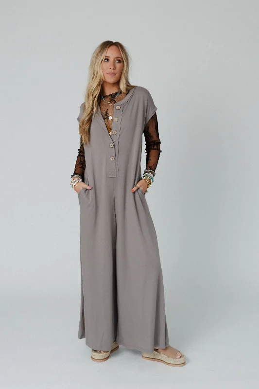 Warm Winter Series The Nest Davina Wide Leg Jumpsuit - Mushroom