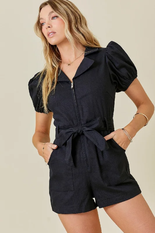 Soft Tops Charlesy Puff sleeve Denim Romper