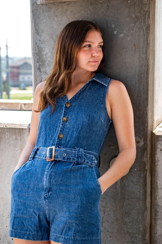 Celebrity Must-have Donna Blue Jean Romper