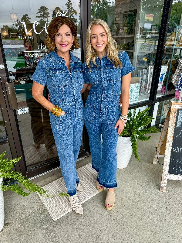 Fashionable And Versatile Denim Washed Jumpsuit