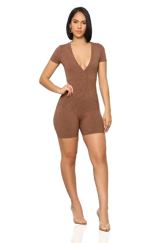 Casual Chic Outfits Everyday Contour Romper (Mocha)