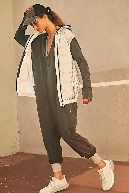 Free Design Free People: Hot Shot Long Sleeve Onsie in Black