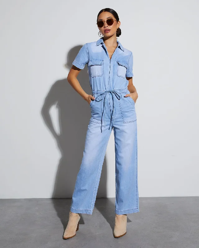 Soft Touch Izzie Denim Pocketed Jumpsuit