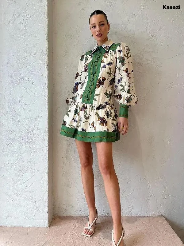 Fashionable Items Jered Collared Summer Dress in Green