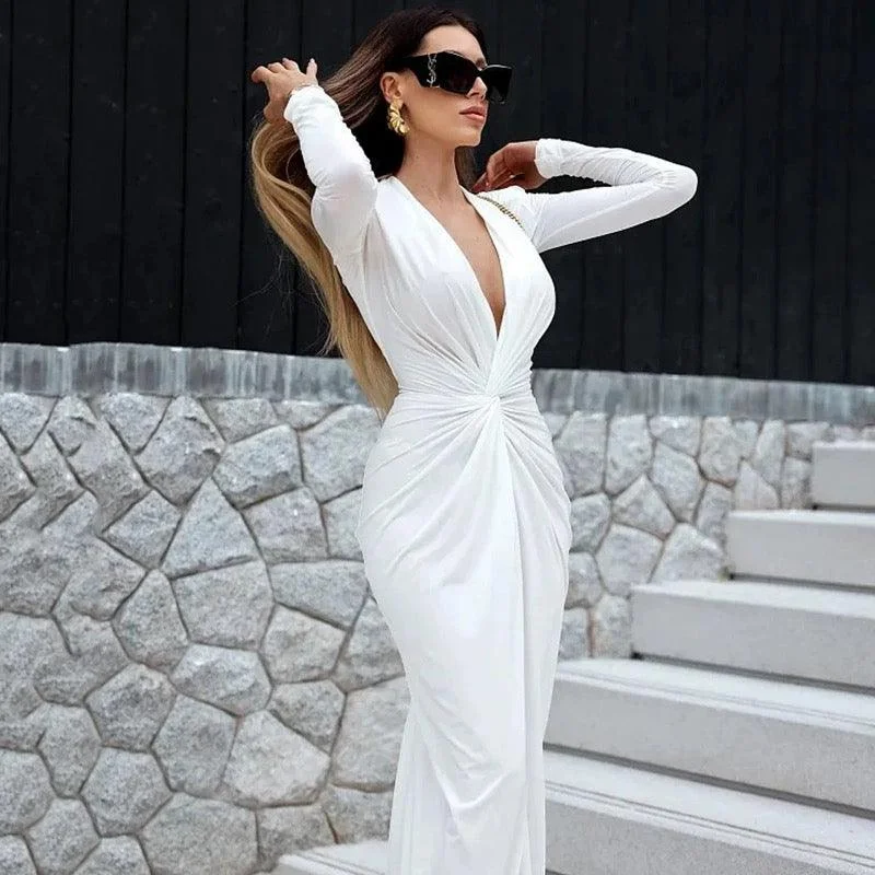 Cozy Dress Maya Plunge Neck Bodycon Dress