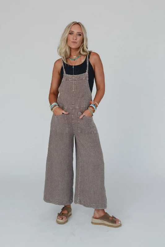 Modern Chic Molly Tie Back Overalls - Mushroom