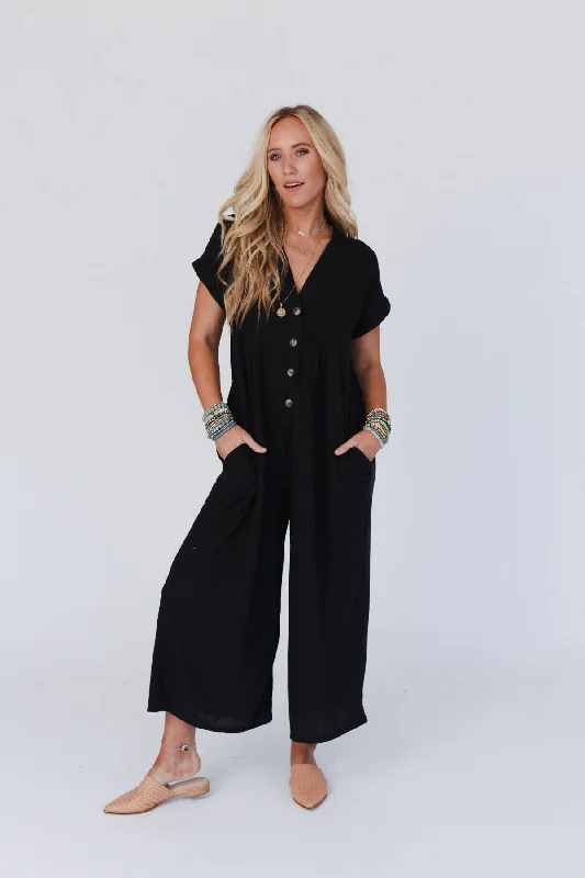 High-end Sense The Nest Sage and Wildflowers Jumpsuit - Black