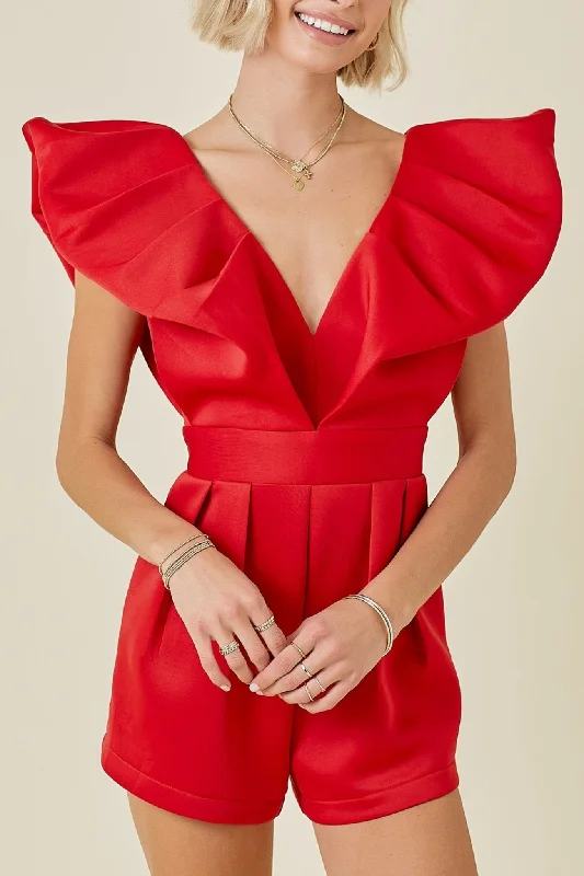 Knowledge And Elegance Scuba Romper in Red