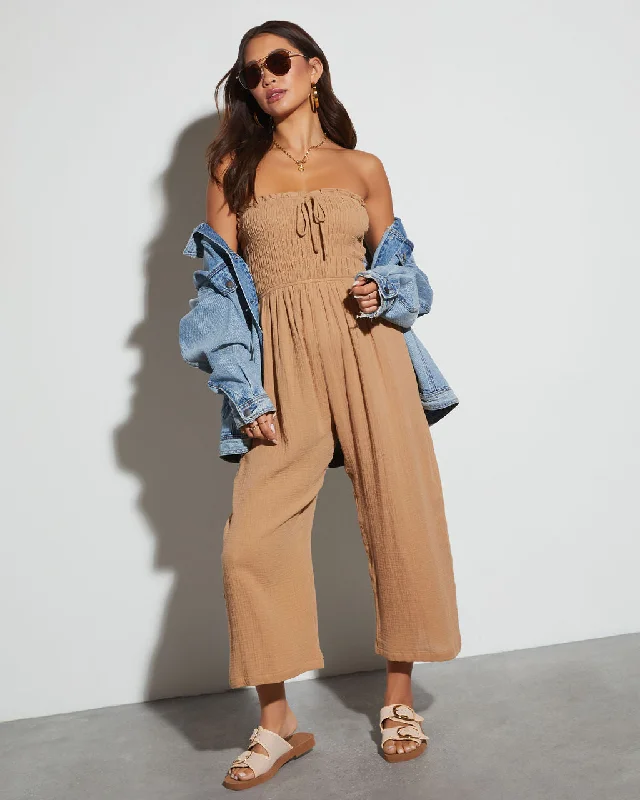 Simple And Comfortable Sloane Strapless Fitted Waist Jumpsuit