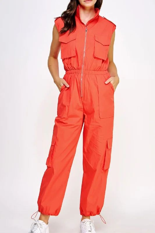 Fresh Comfort Spicy Orange Cargo Jumpsuit