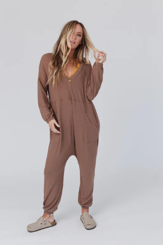 Classic Style The Perfect Long Sleeve Harem Jumpsuit - Mushroom